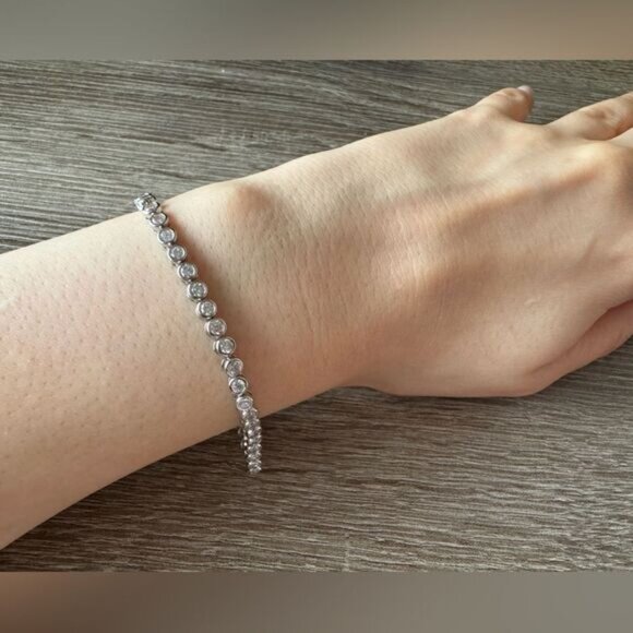 Bezel set tennis bracelet A1181 - Picture 5 of 6